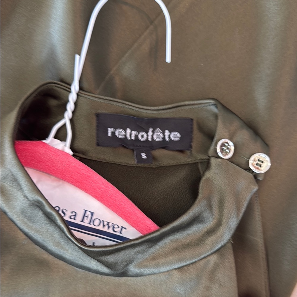 Retrofete Olive Green High-Low Halter Gown - Picture 12 of 12